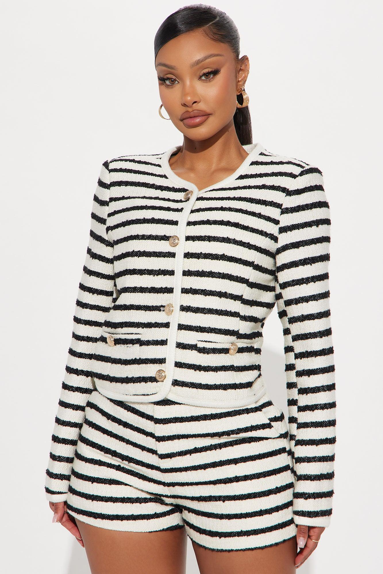 Money Moves Tweed Blazer - Black/White Product Image