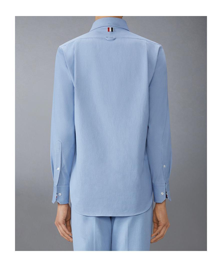 THOM BROWNE Classic Fit Cotton Button-down Shirt In Light Blue Product Image