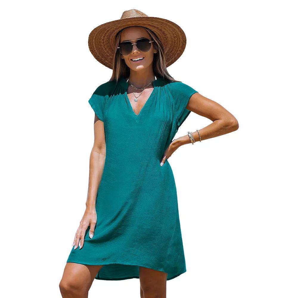 Womens Cupshe V-Neck Mini Cover-Up Dress Product Image