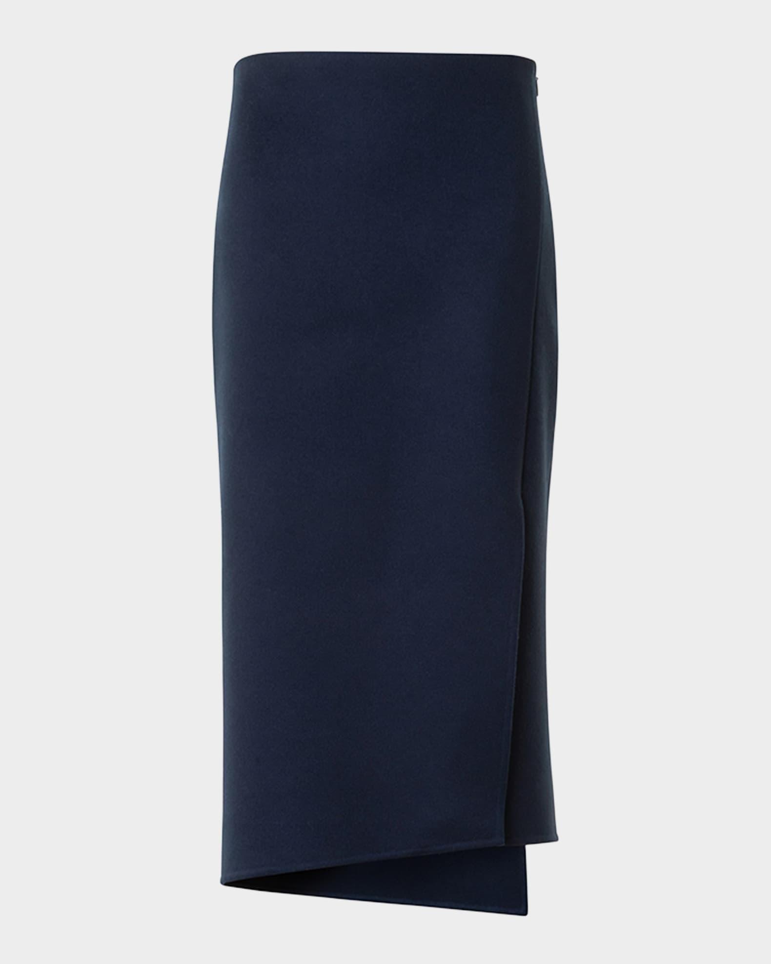 Asymmetric Trapezoid Wool Flannel Double-Face Midi Skirt Product Image
