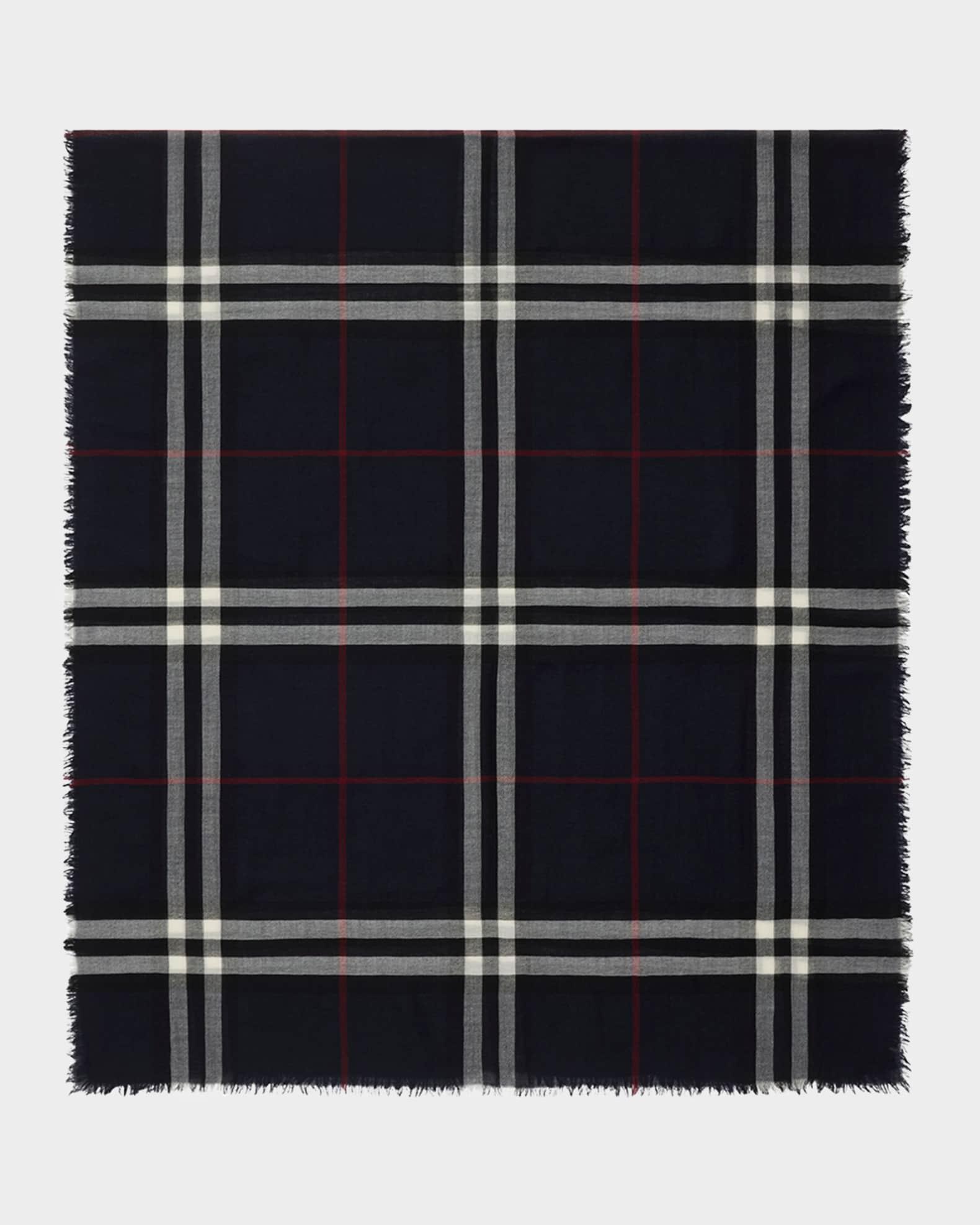Womens Check Wool Scarf Product Image