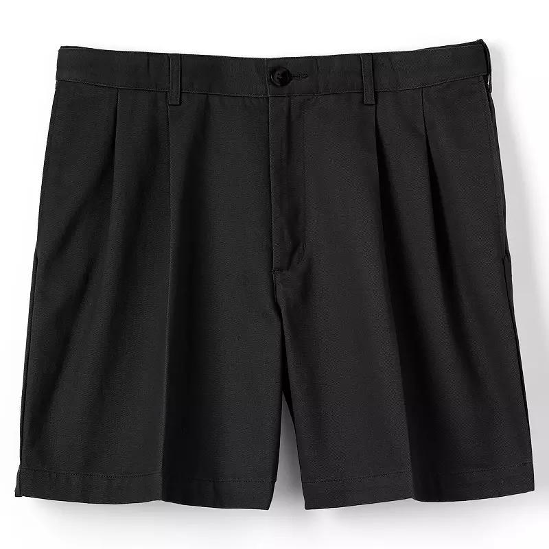 Men's Lands' End Comfort Waist 6-inch No-Iron Pleated Chino Shorts, Size: 37, Green Product Image