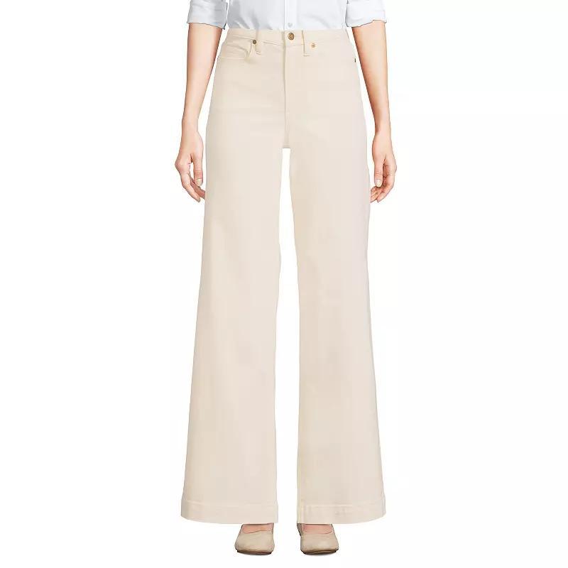 Women's Lands' End Denim High Rise Wide Leg Jeans, Size: 14X32, Black Stone Wash Product Image