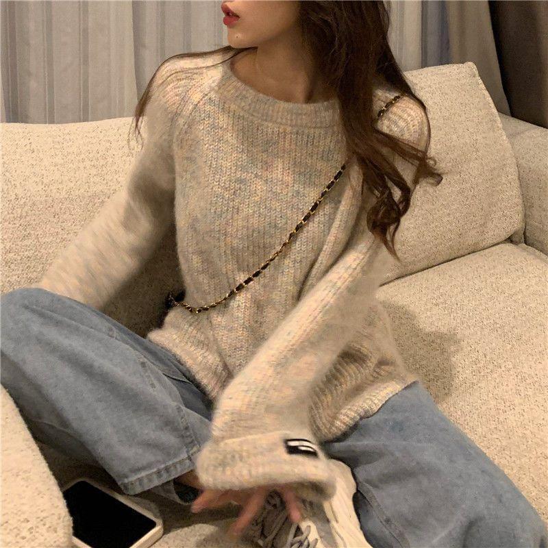 Crew Neck Plain Sweater Product Image