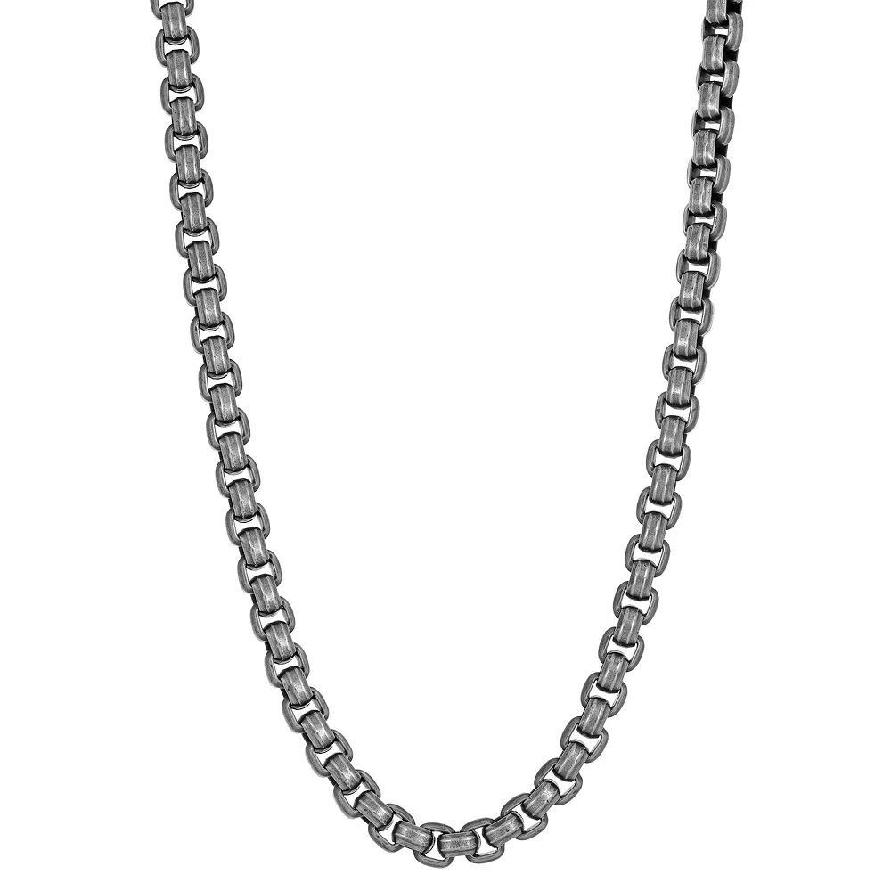 Men's LYNX Stainless Steel Round Box Chain Necklace, Size: 22" Product Image