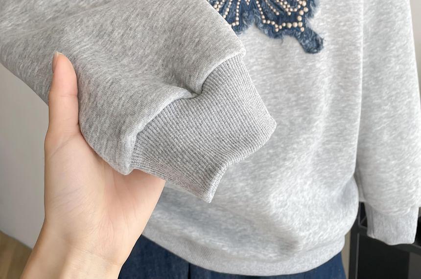 One Shoulder Butterfly Applique Pullover Product Image