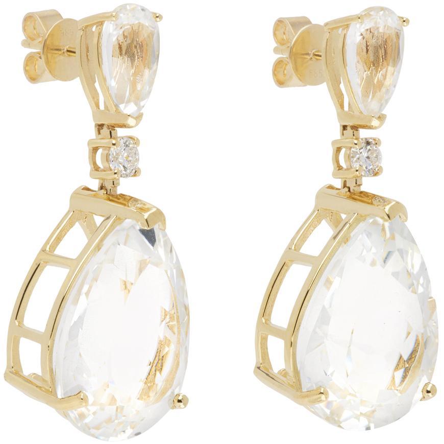 MATEO Gold & White Topaz Sophia Earrings In 14kt - Yellow Product Image