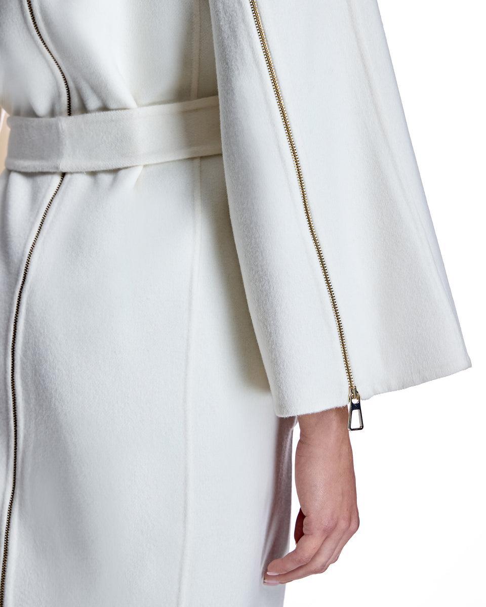 Wool Blend Belted Fur Trim Coat-Maximilian Product Image