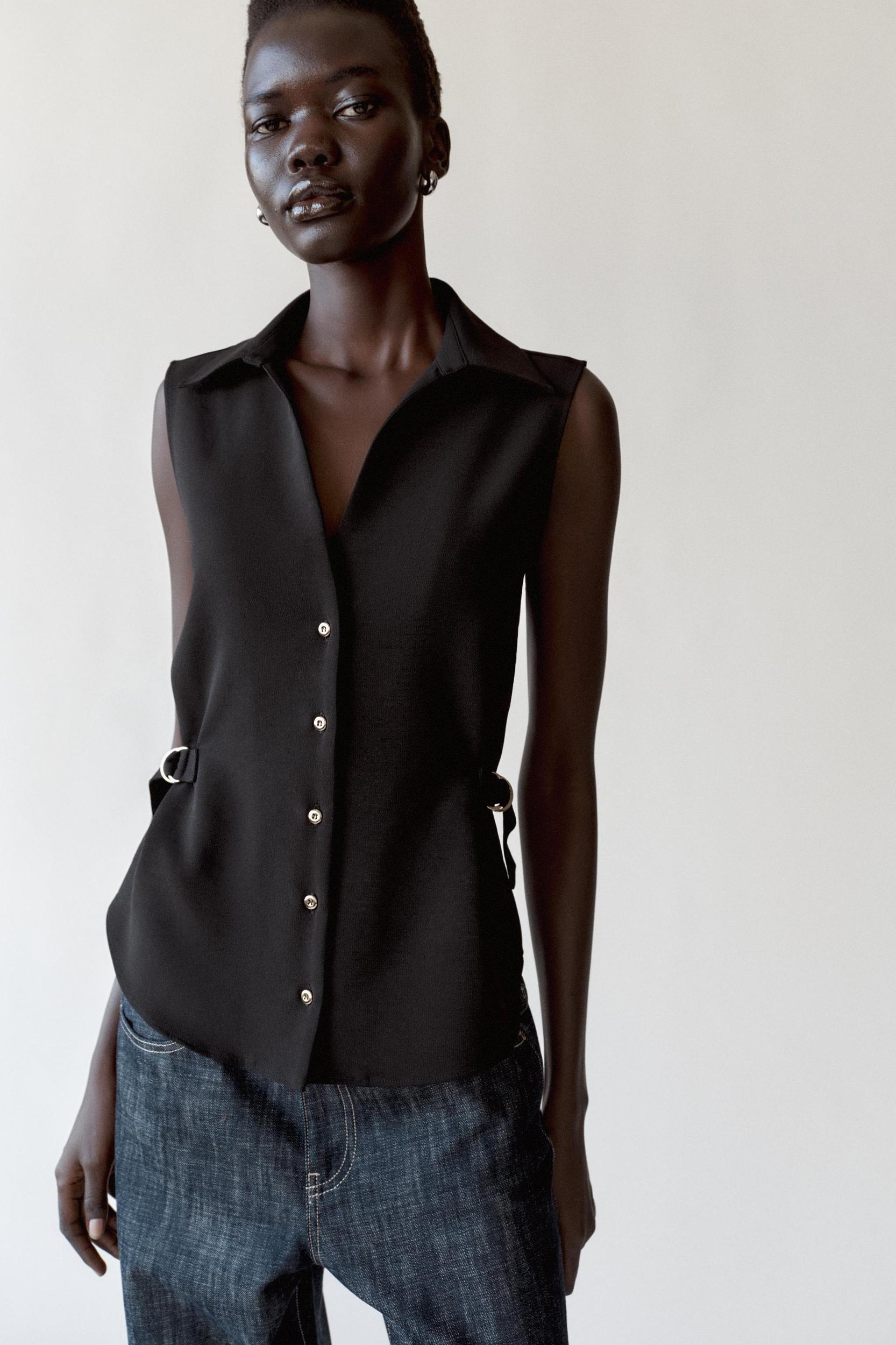 BELTED CREPE SHIRT Product Image