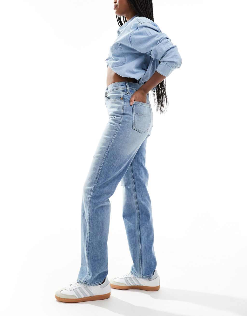 Tommy Jeans Izzie high rise slim straight jeans in light wash Product Image