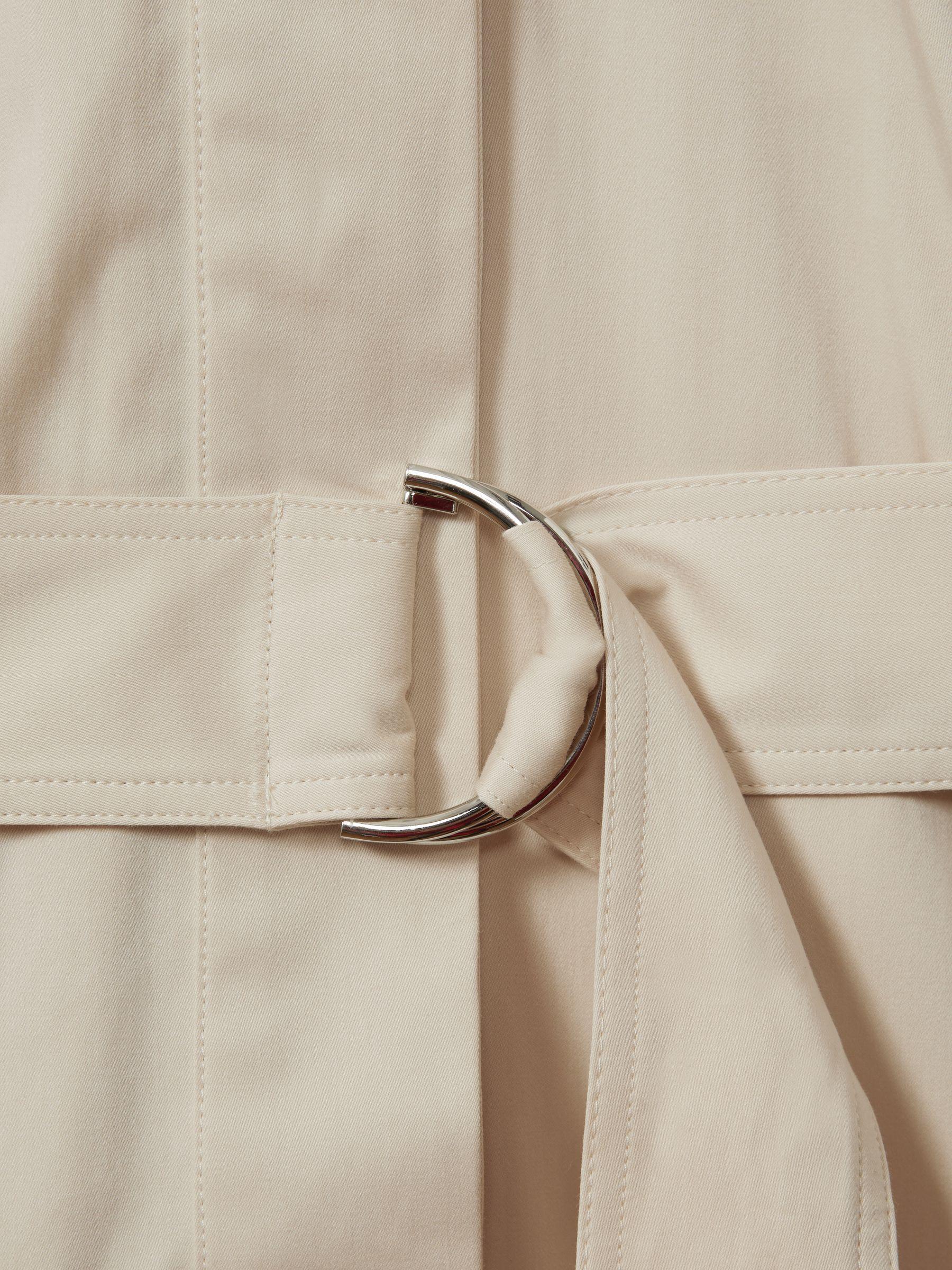 Cotton Blend Utility Belted Midi Dress in Stone Product Image