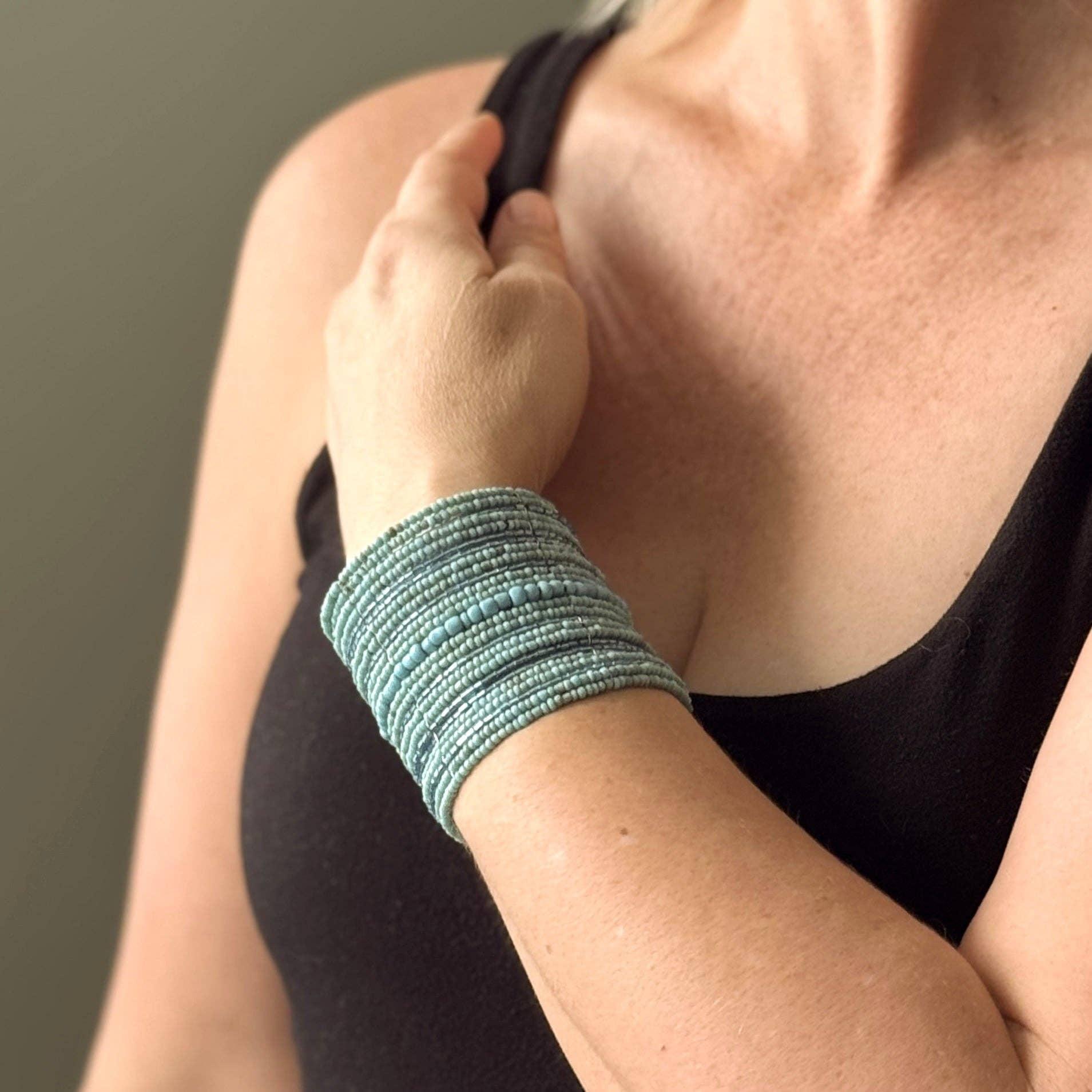 Simple Beaded Cuff: Turquoise Product Image