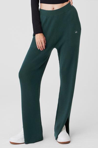 Knit High-Waist Salana Wide Leg Pant - Midnight Green Product Image