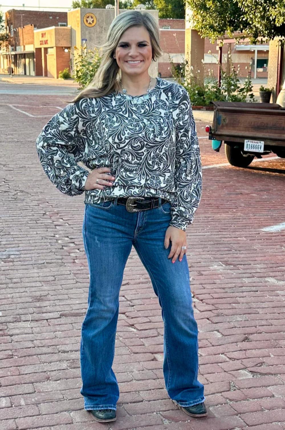 Sterling Kreek Tooled In Love Sweater Top Product Image