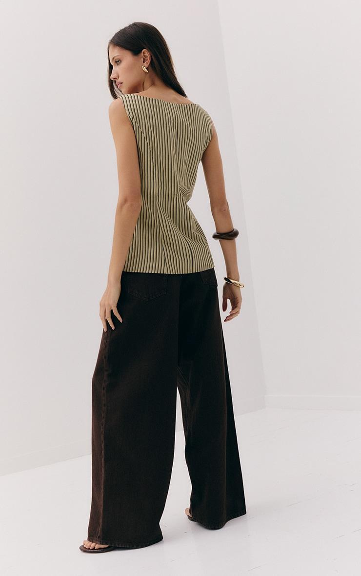 Chocolate Brown Seam Detail Wide Leg Jean Product Image