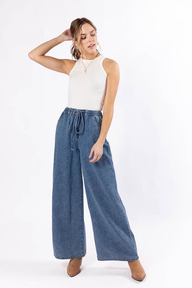Callahan Drawstring Waist Loose Chambray Pants FINAL SALE Product Image