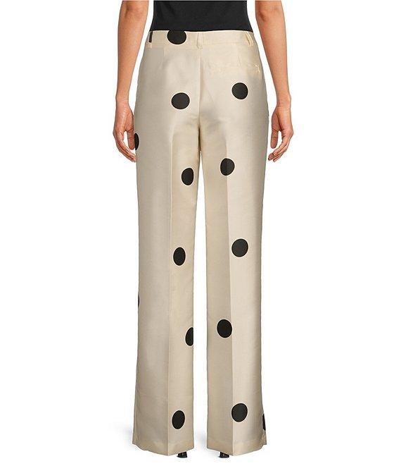 Tara Jarmon Duchess Satin Dotted Print Flat Front Straight Leg Pants Product Image