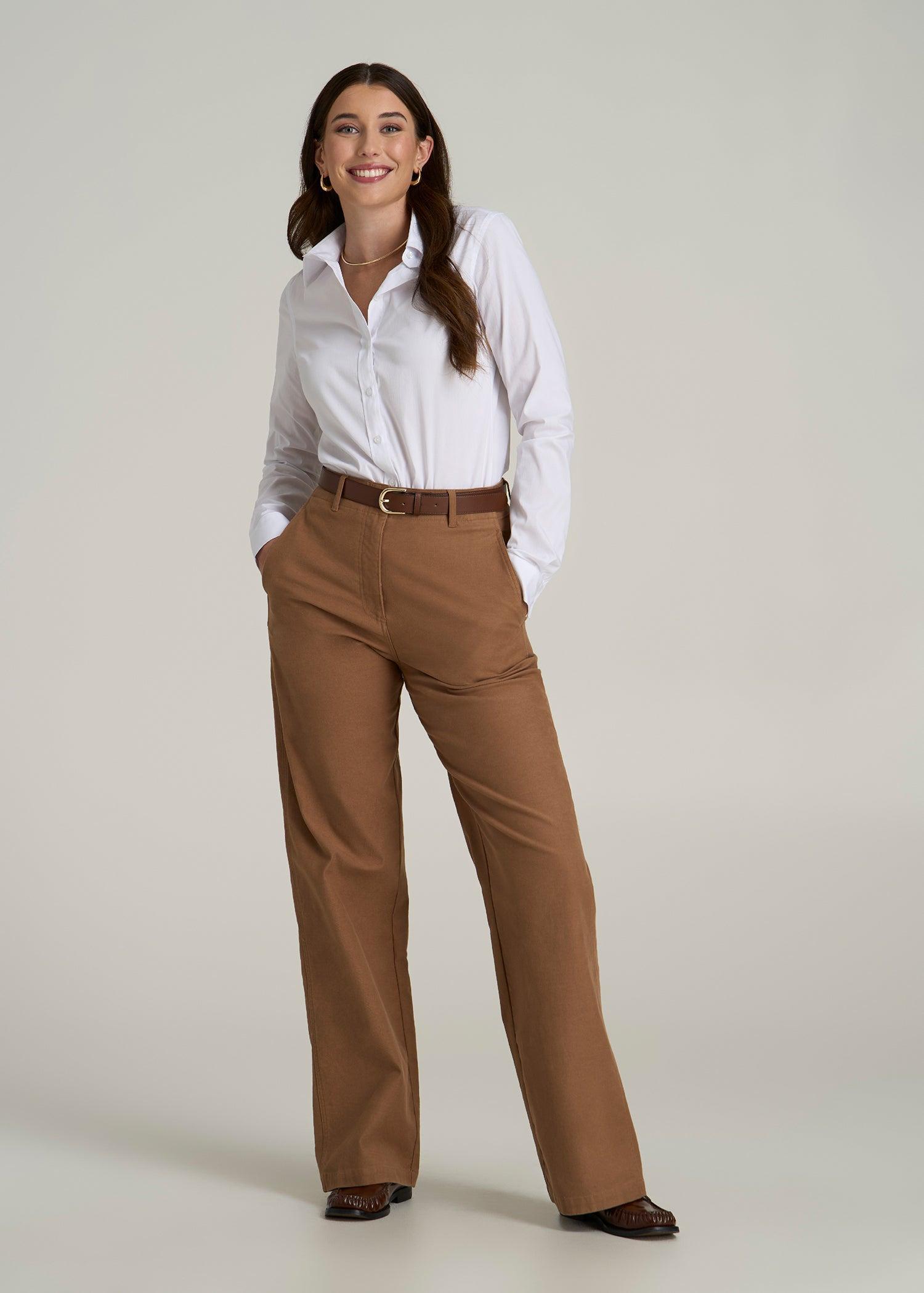 Slim Fit Button Up Women's Tall Shirt in White Product Image