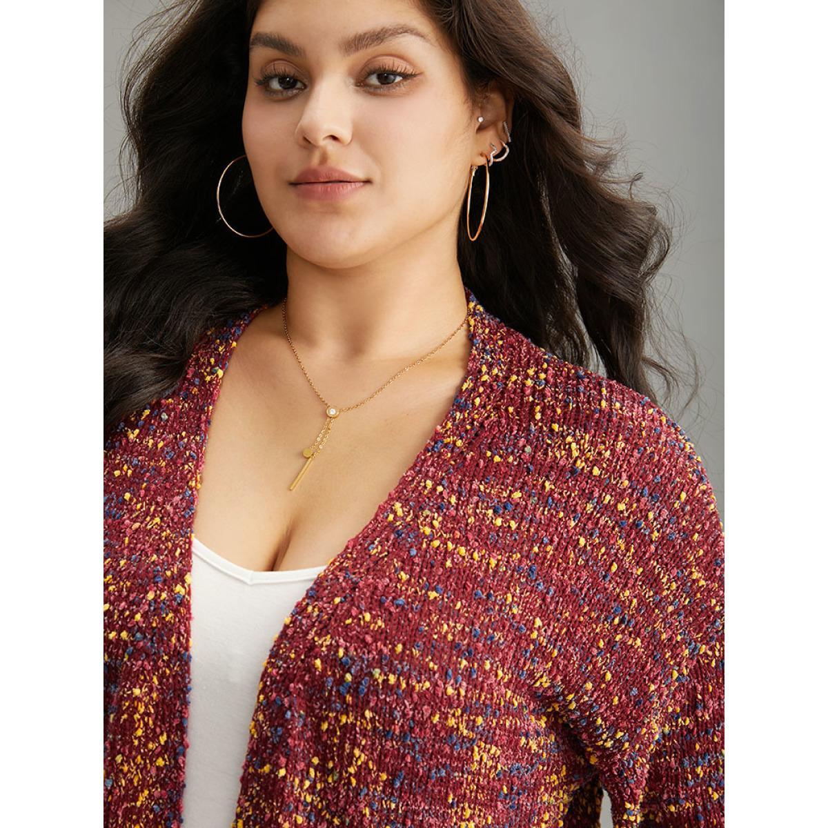 Plus Size Color Textured Open Front Cardigan Scarlet Women Casual Loose Long Sleeve Dailywear Cardigans BloomChic 22-24/3X Product Image