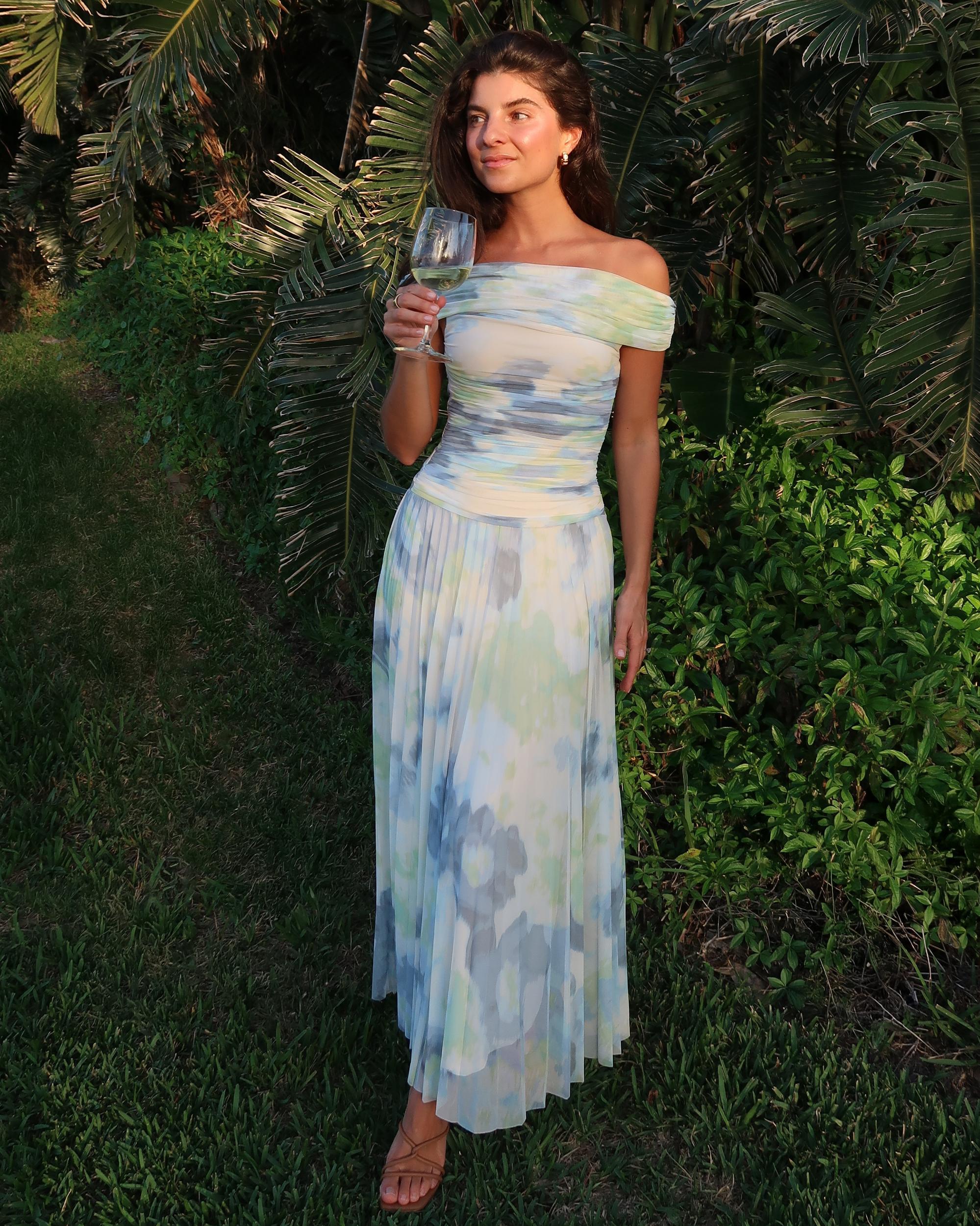 The A&F Giselle Drop-Waist Mesh Maxi Dress Product Image