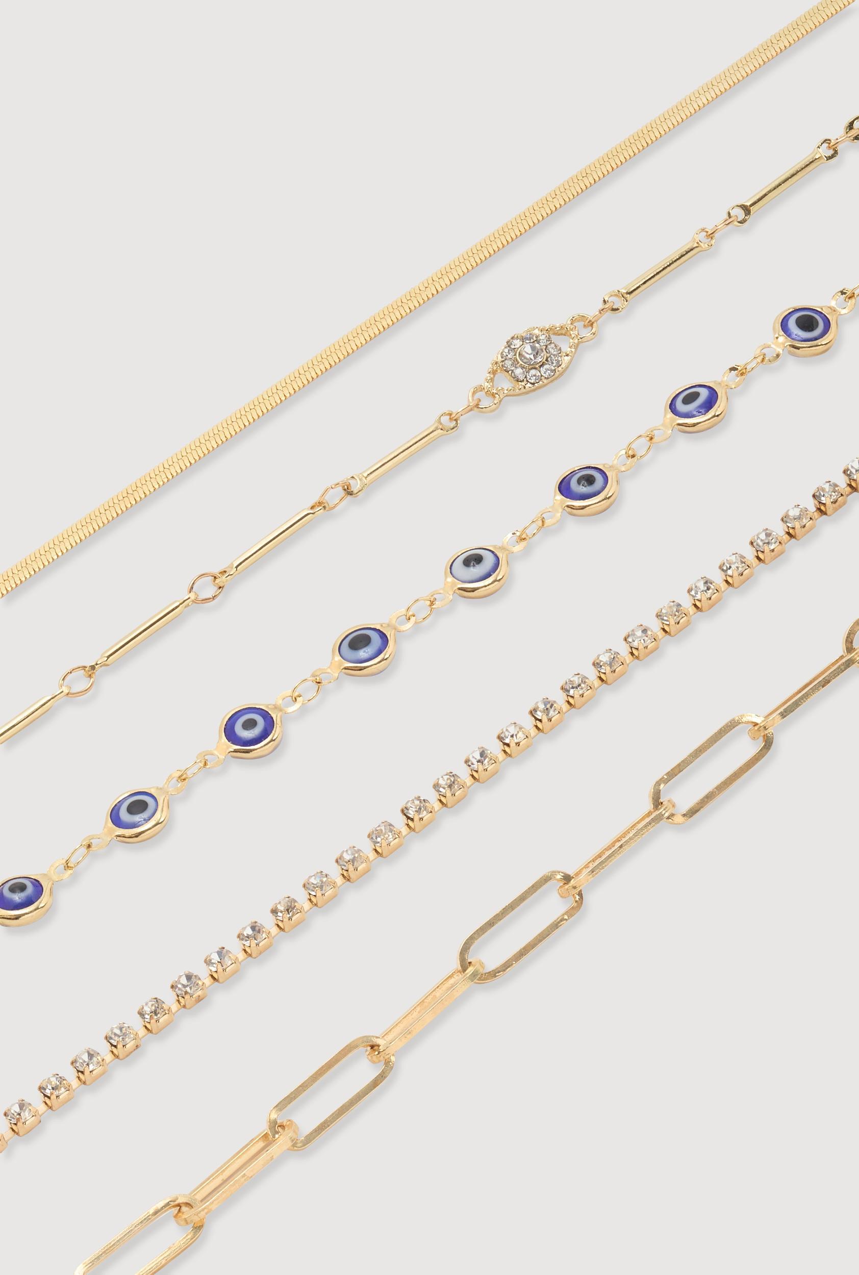 Evil Eye Charm Chain Bracelets Set of 5 Female Product Image