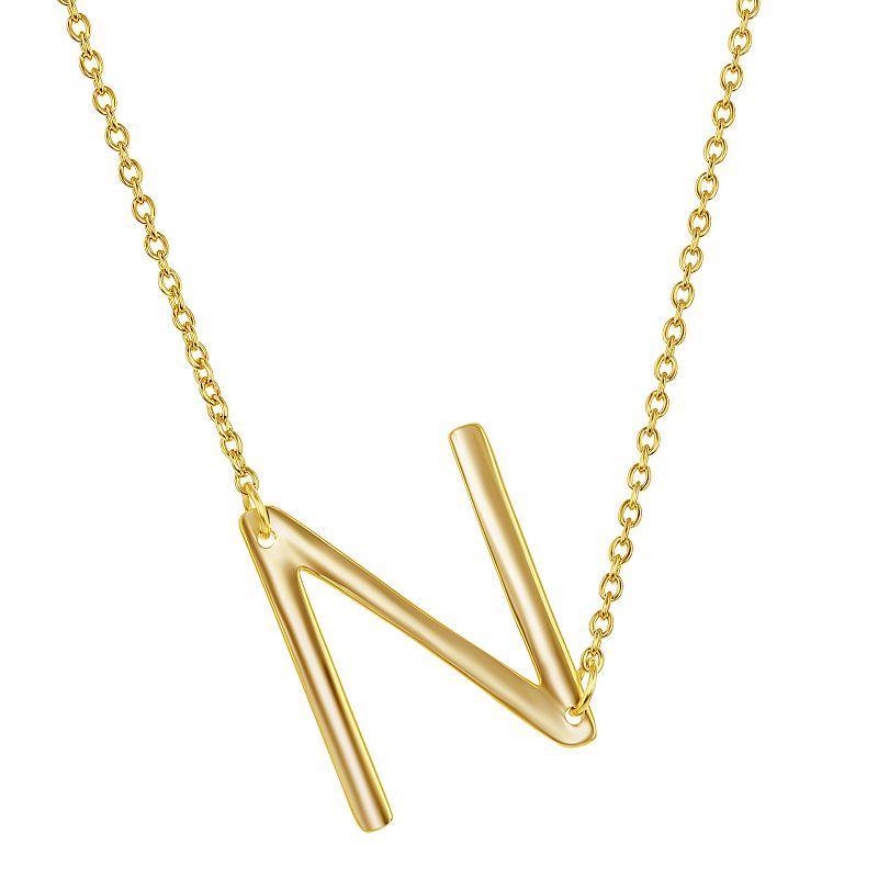 Sterling Silver Sideways Initial Necklace, Women's, Size: 16-18" ADJ, Gold Tone M Product Image
