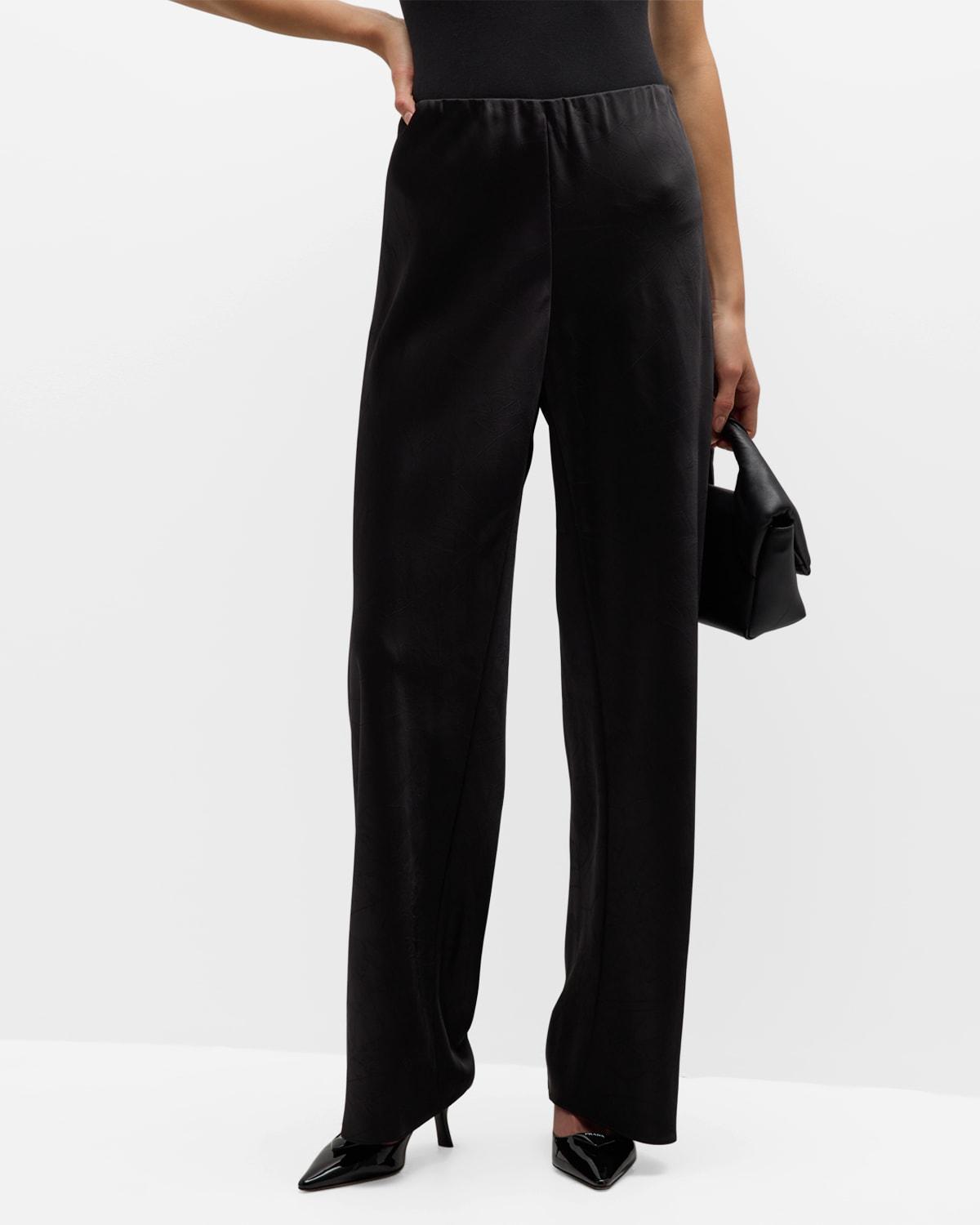 Fluid Bias-Cut Crushed Satin Pants Product Image