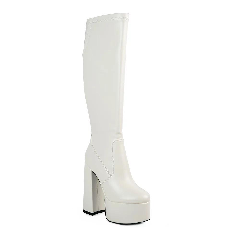 London Rag Coraline Women's Knee-High Boots, Size: 6, Beige Product Image