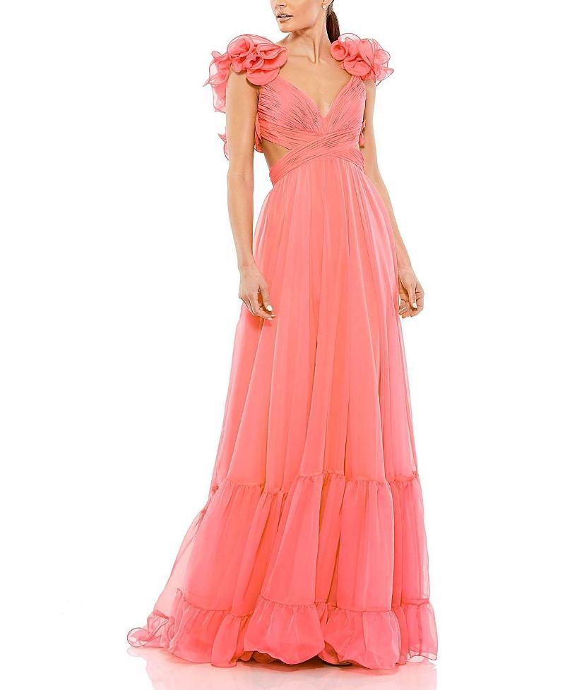 Mac Duggal Ruffle Tiered Cut-Out Chiffon Gown Product Image