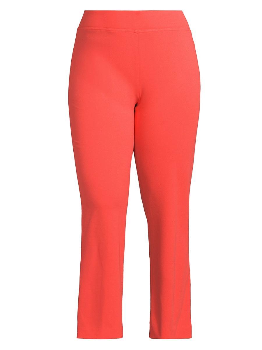 Ming Wang Plus Size Deco Stretch Crepe Back Slit Hem Pants Product Image