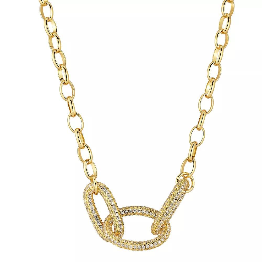 Cubic Zirconia Bold Link Chain Necklace, Women's, Size: 20", Gold Tone Product Image