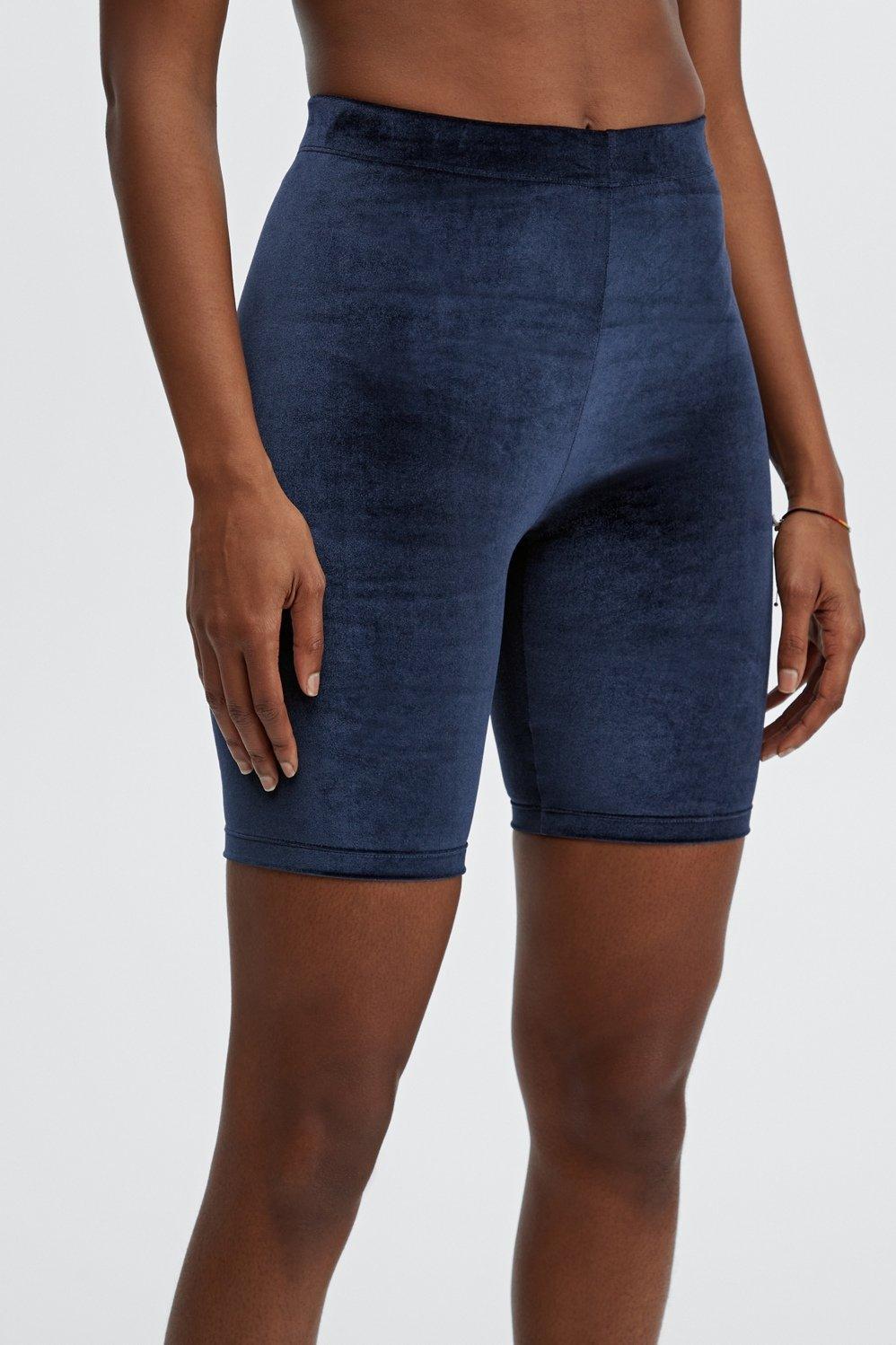 Fabletics High Waisted Velour Bike Short 9 Womens blue plus Size 2X Product Image