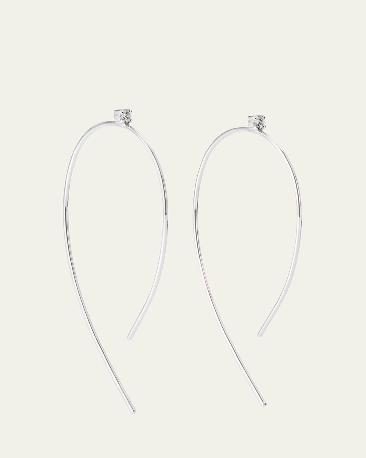 Mini Wire Hooked On Hoop Earrings with Diamonds, 38mm Product Image