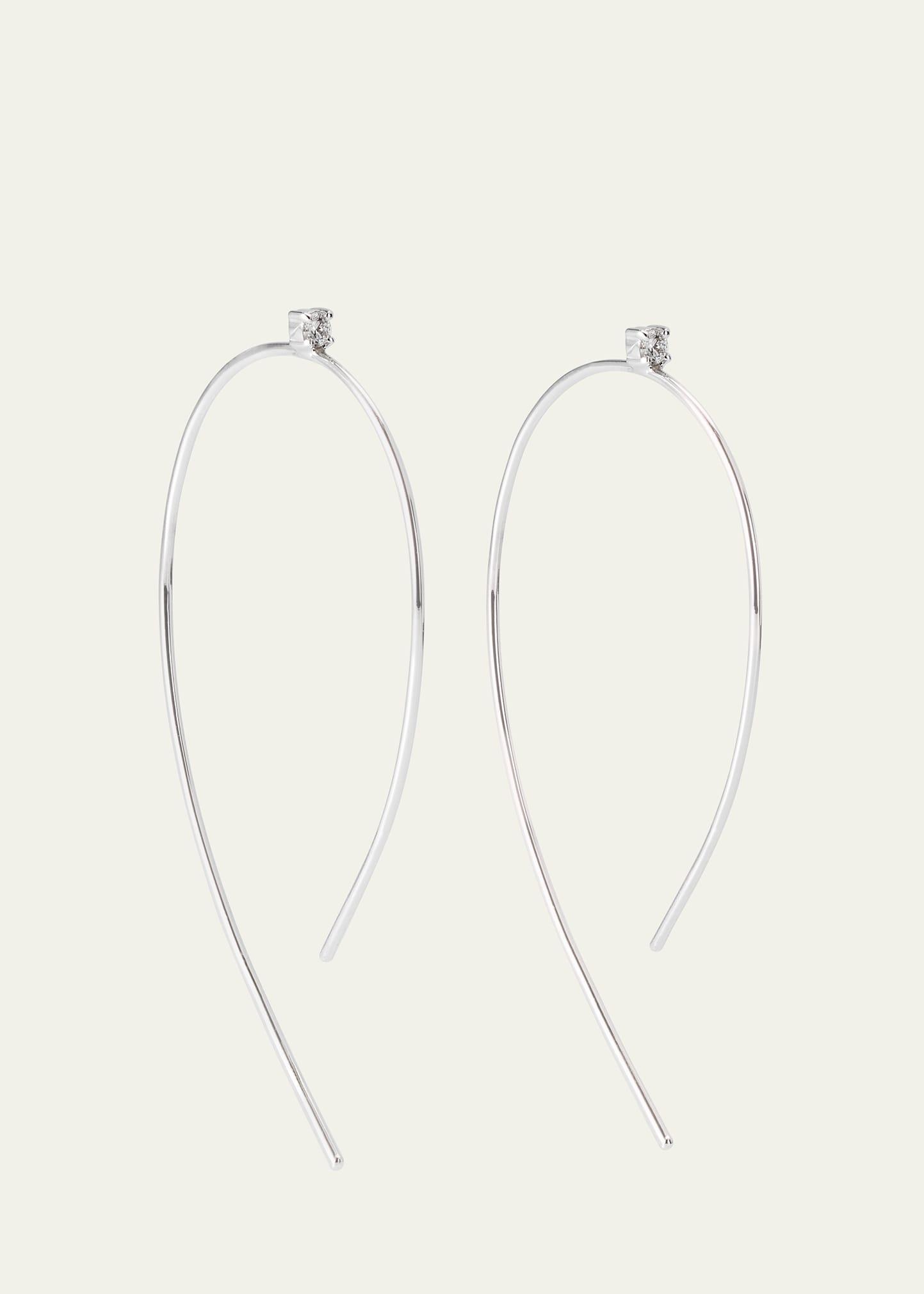 Mini Wire Hooked On Hoop Earrings with Diamonds, 38mm Product Image