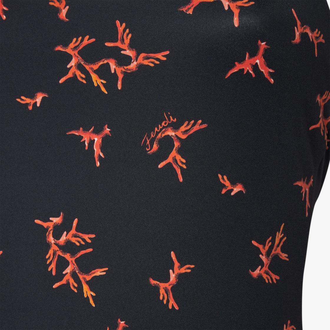 SwimsuitBlack Lycra® one-piece swimsuit with coral print Product Image