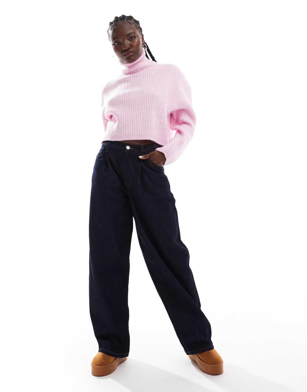 ONLY long sleeve turtle neck sweater in pink  Product Image
