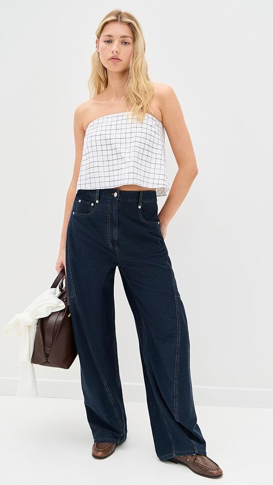 Tibi Indigo Barre Denim Knit Sid Jeans | Shopbop Product Image