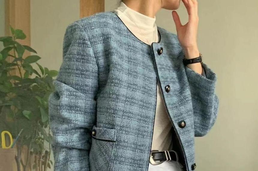 Tweed Button-Up Jacket Product Image