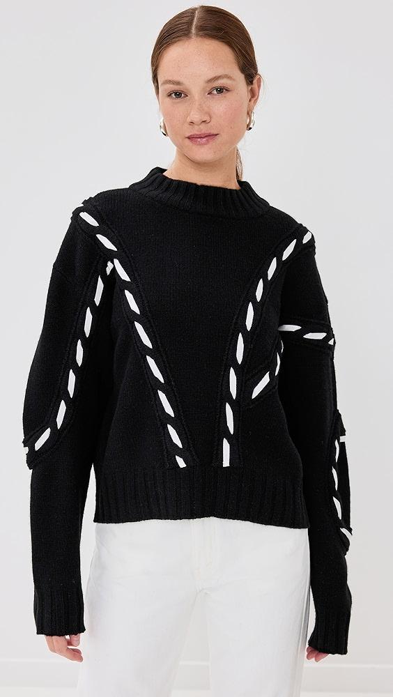 Prabal Gurung Contrast Cable Mock Neck Sweater | Shopbop Product Image
