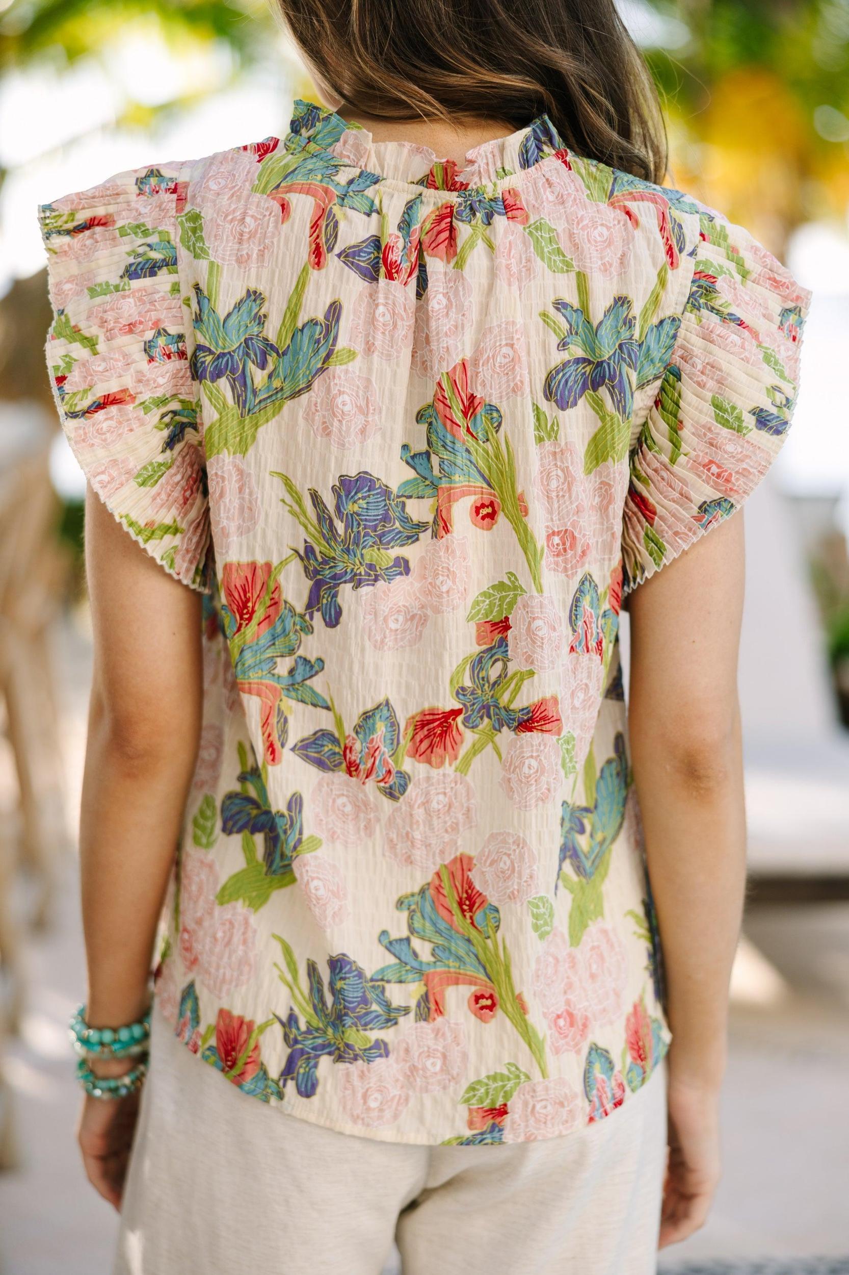 Part Of You Beige White Floral Blouse Female Product Image