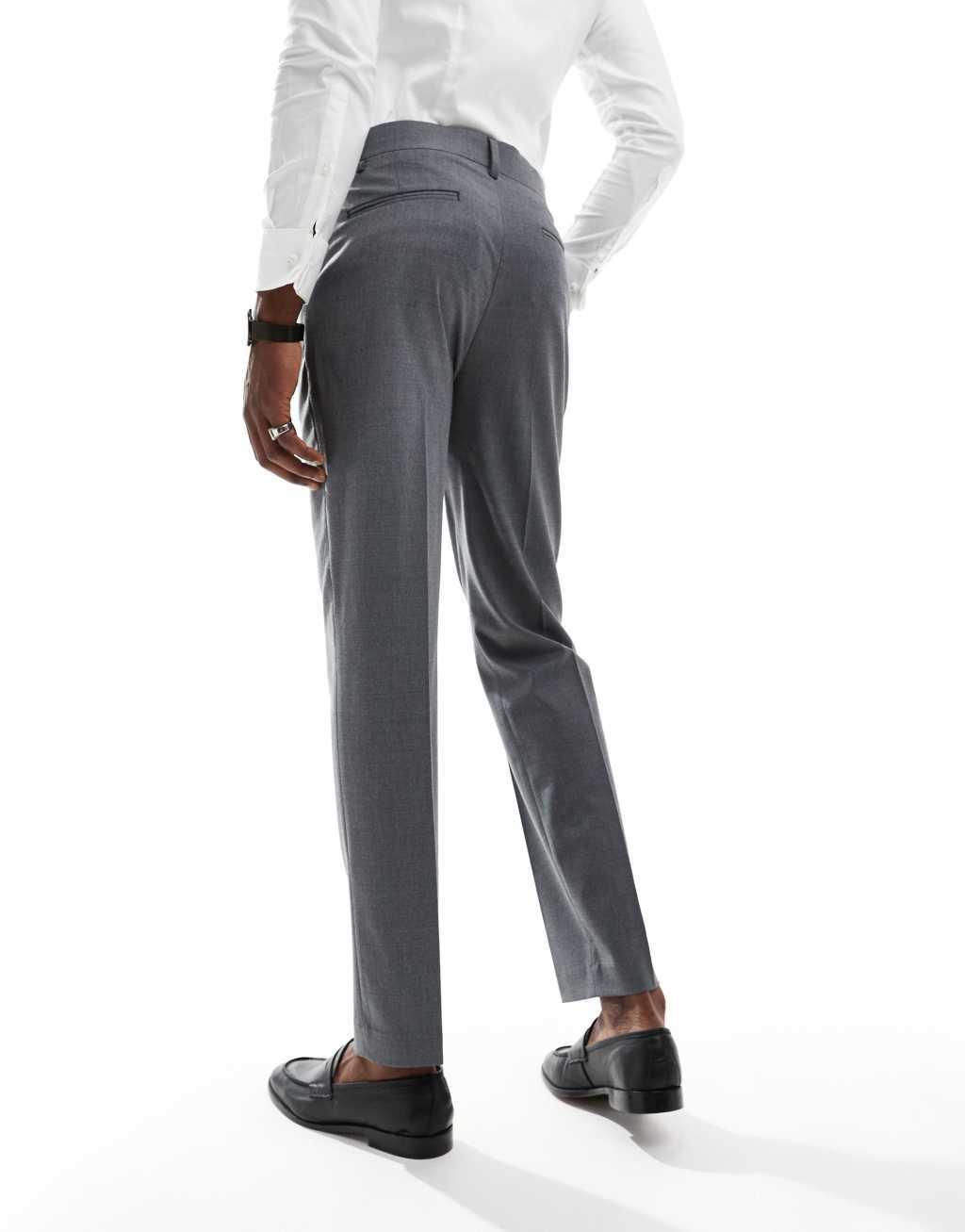 ASOS DESIGN slim fit suit pants with wool in charcoal Product Image