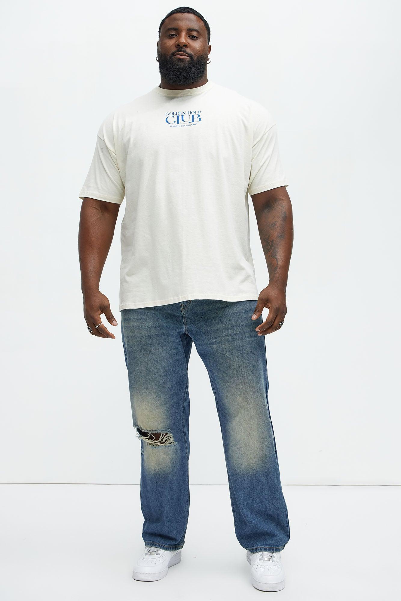 Rocky Distressed Straight Jeans - Vintage Blue Wash Product Image