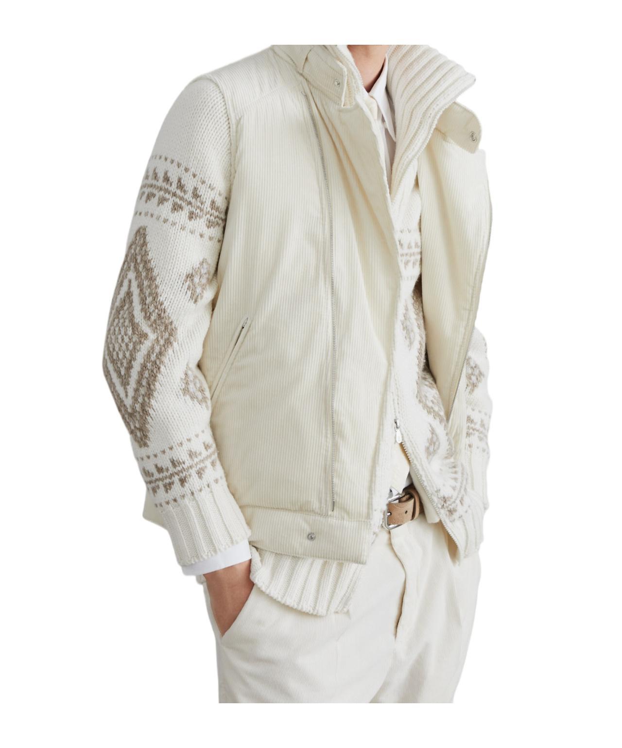 BRUNELLO CUCINELLI Sea Island Cotton Corduroy Gilet In White Product Image