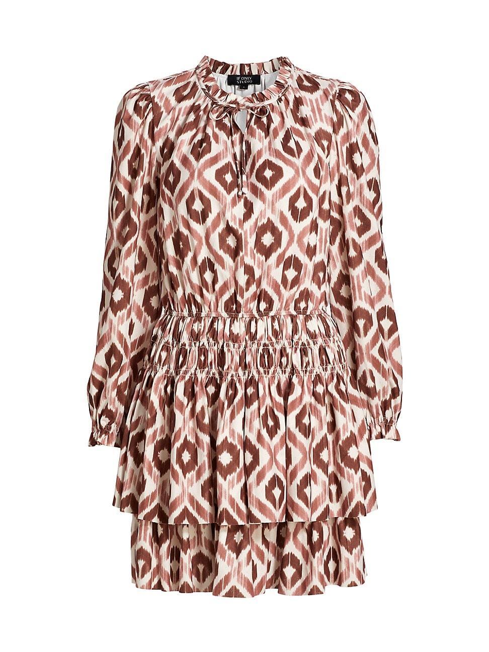 Womens Ikat Smocked-Waist Minidress Product Image