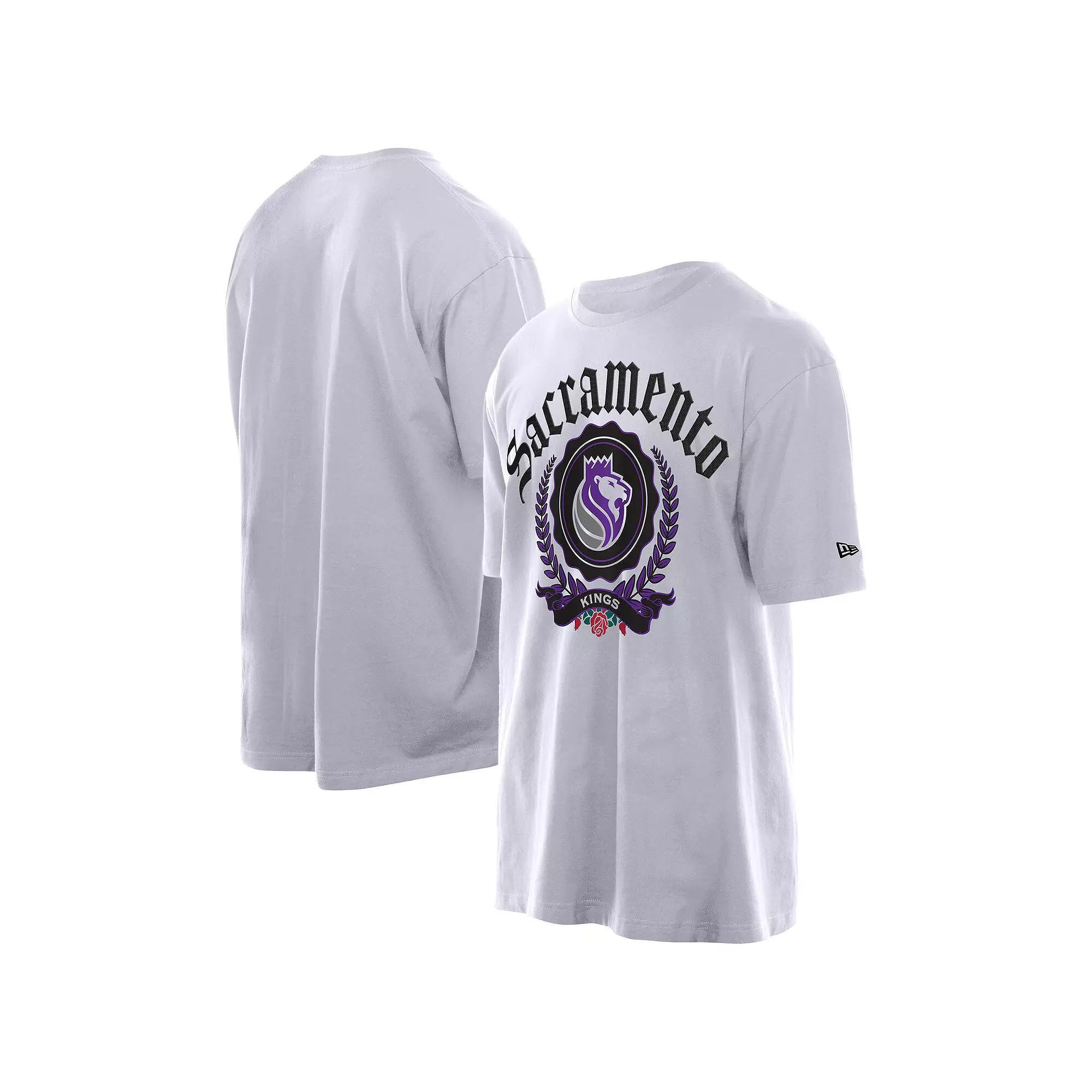Men's New Era White Sacramento Kings Throwback Prep Oversized T-Shirt, Size: XL, Kng White Product Image