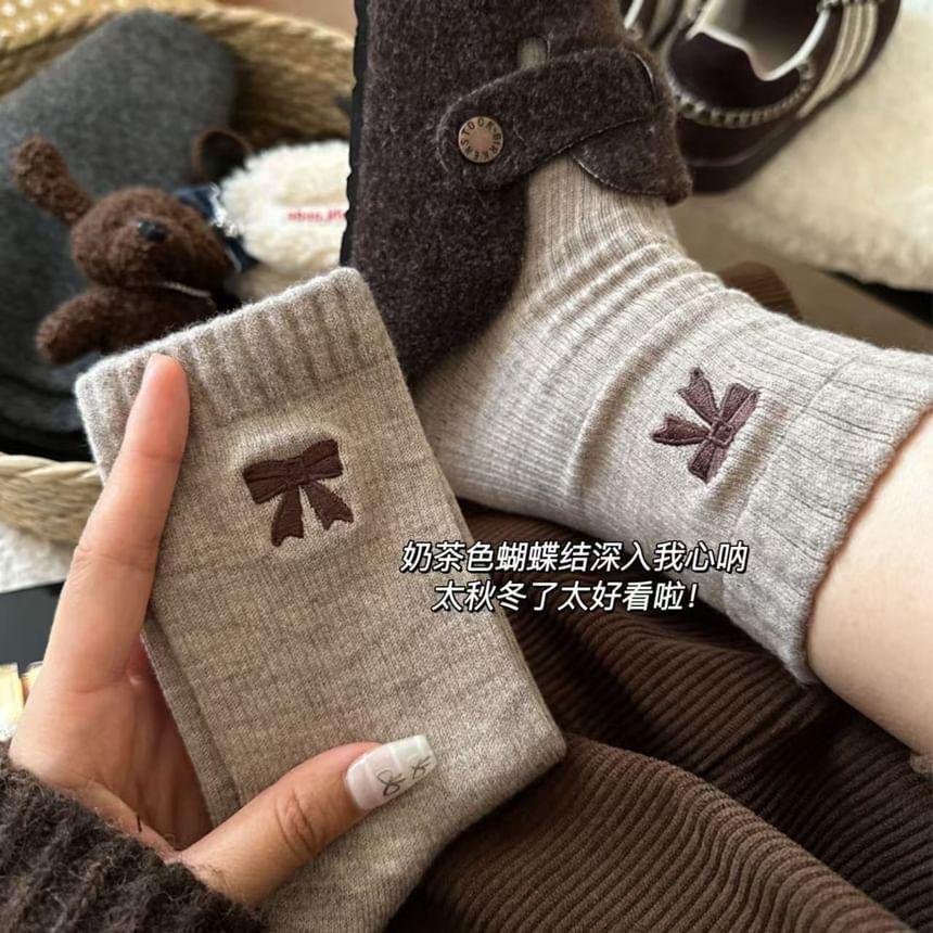Bow Embroidered Socks Product Image