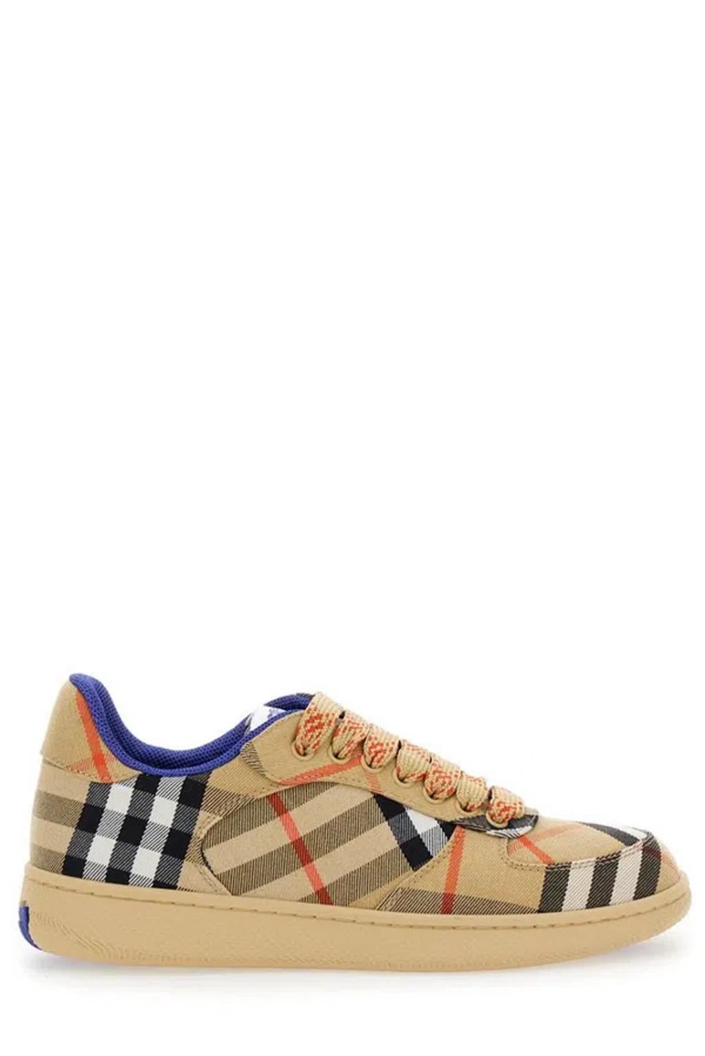 BURBERRY Terrace Checked Canvas Sneakers In Beige Product Image