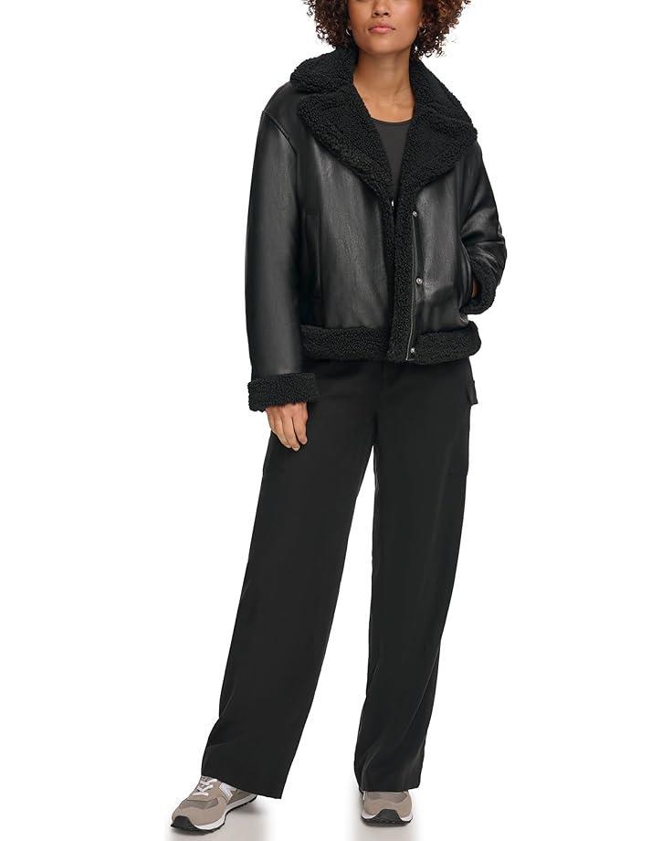 Oversized Faux Shearling Moto Coat Product Image