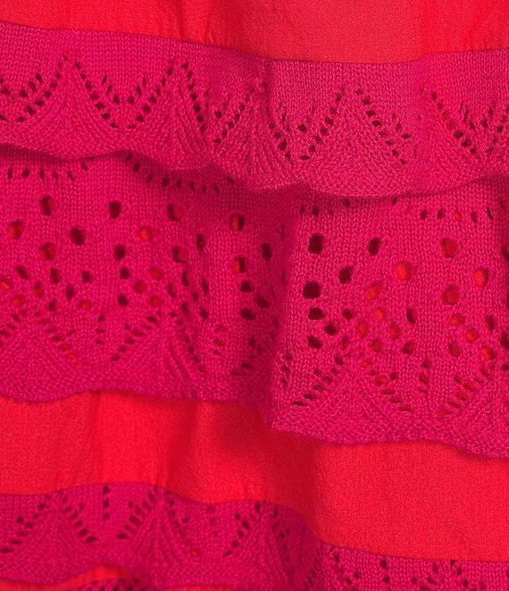 Chelsea & Violet Sierra Crochet V-Neck 3/4 Sleeve Tiered Maxi Dress Product Image