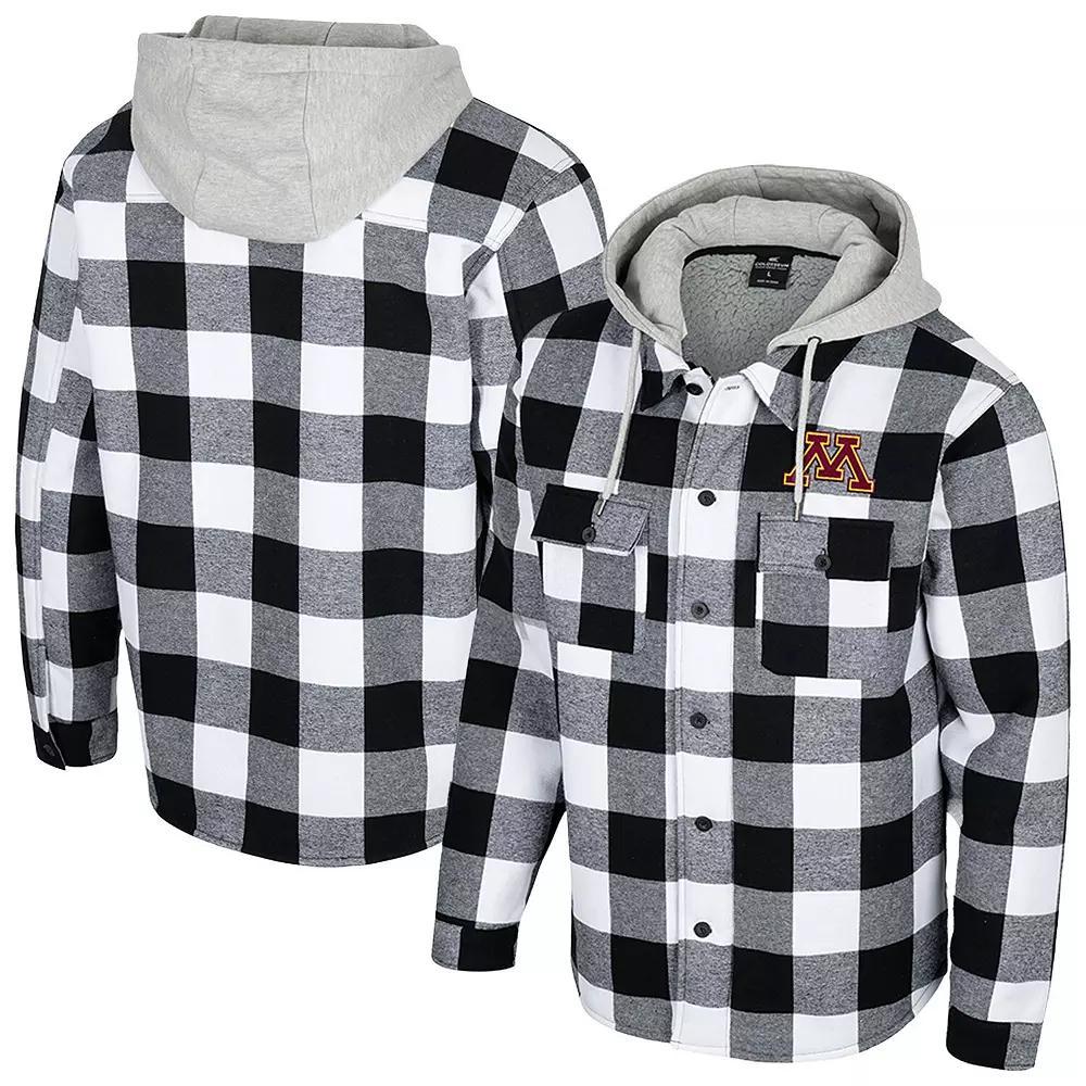 Men's Colosseum Black/White Minnesota Golden Gophers Buffalo Plaid Full-Zip Jacket, Size: Large Product Image